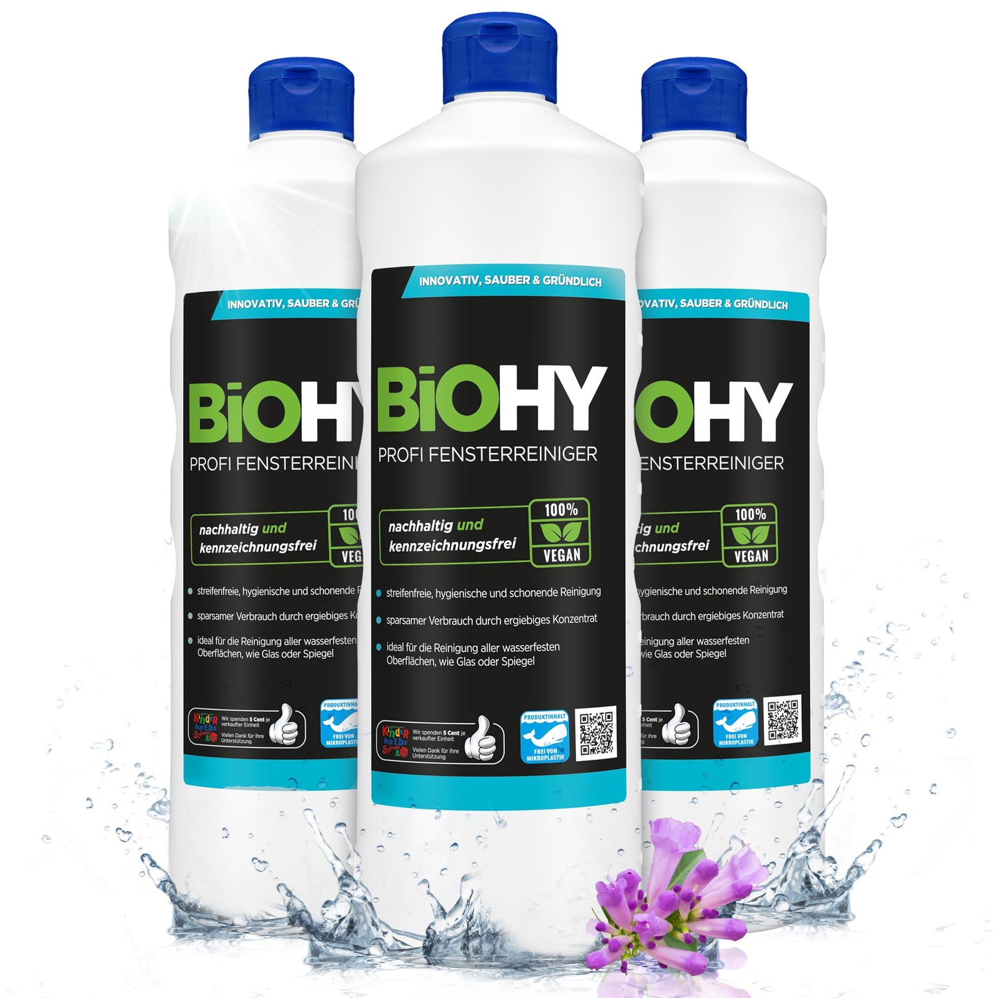 BiOHY Limpiacristales profesional (1 botella de 1 litro) | Limpiador concentrado de vidrios, para de ventanas | Limpieza optima de vidrios, ventanas y espejos (Fensterreiniger)