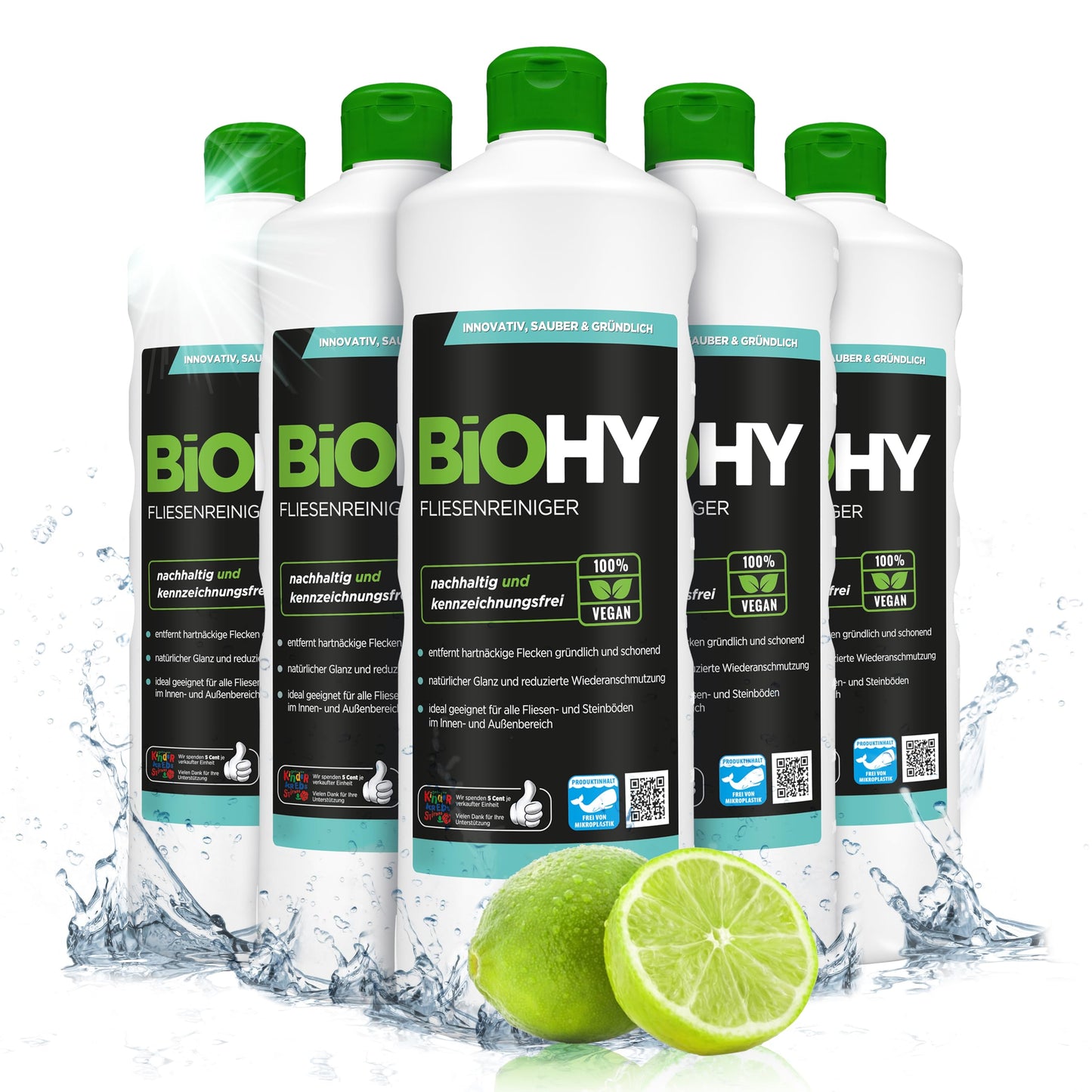BiOHY Limpiador de azulejos (1 botella de 1 litro) | especialmente desarrollado para suelos de piedra y baldosas, deja una capa de brillo repelente a la suciedad (Fliesenreiniger)