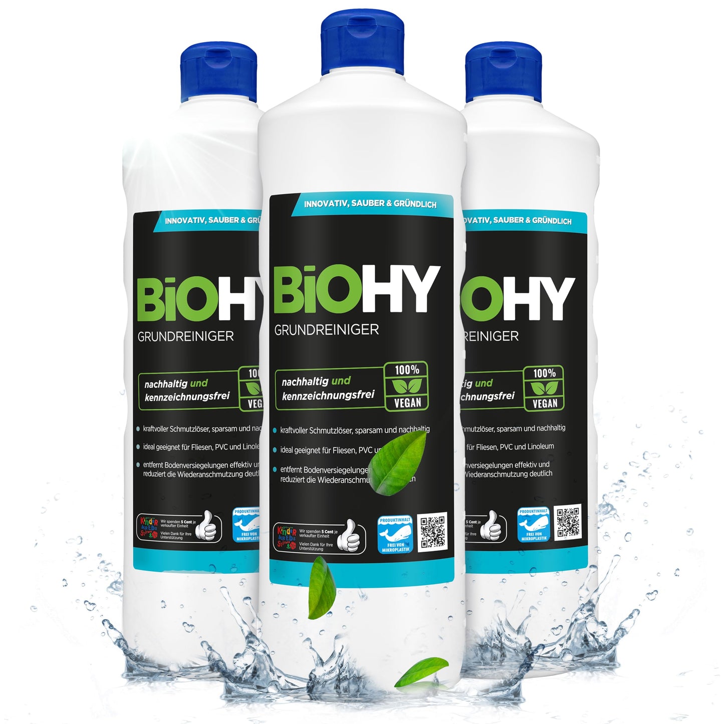 BiOHY Limpiador básico (1 botella de 1 litro) | contra la suciedad persistente | limpia todas las superficies resistentes al agua y al ácido | poderoso concentrado (Grundreiniger)