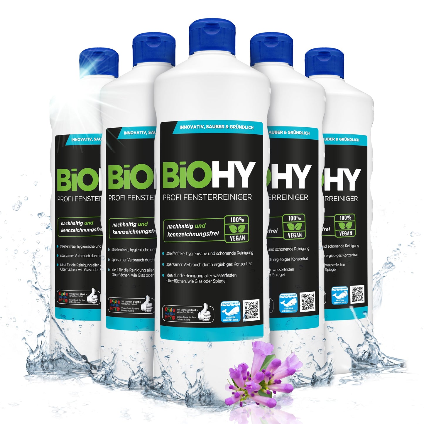 BiOHY Limpiacristales profesional (1 botella de 1 litro) | Limpiador concentrado de vidrios, para de ventanas | Limpieza optima de vidrios, ventanas y espejos (Fensterreiniger)