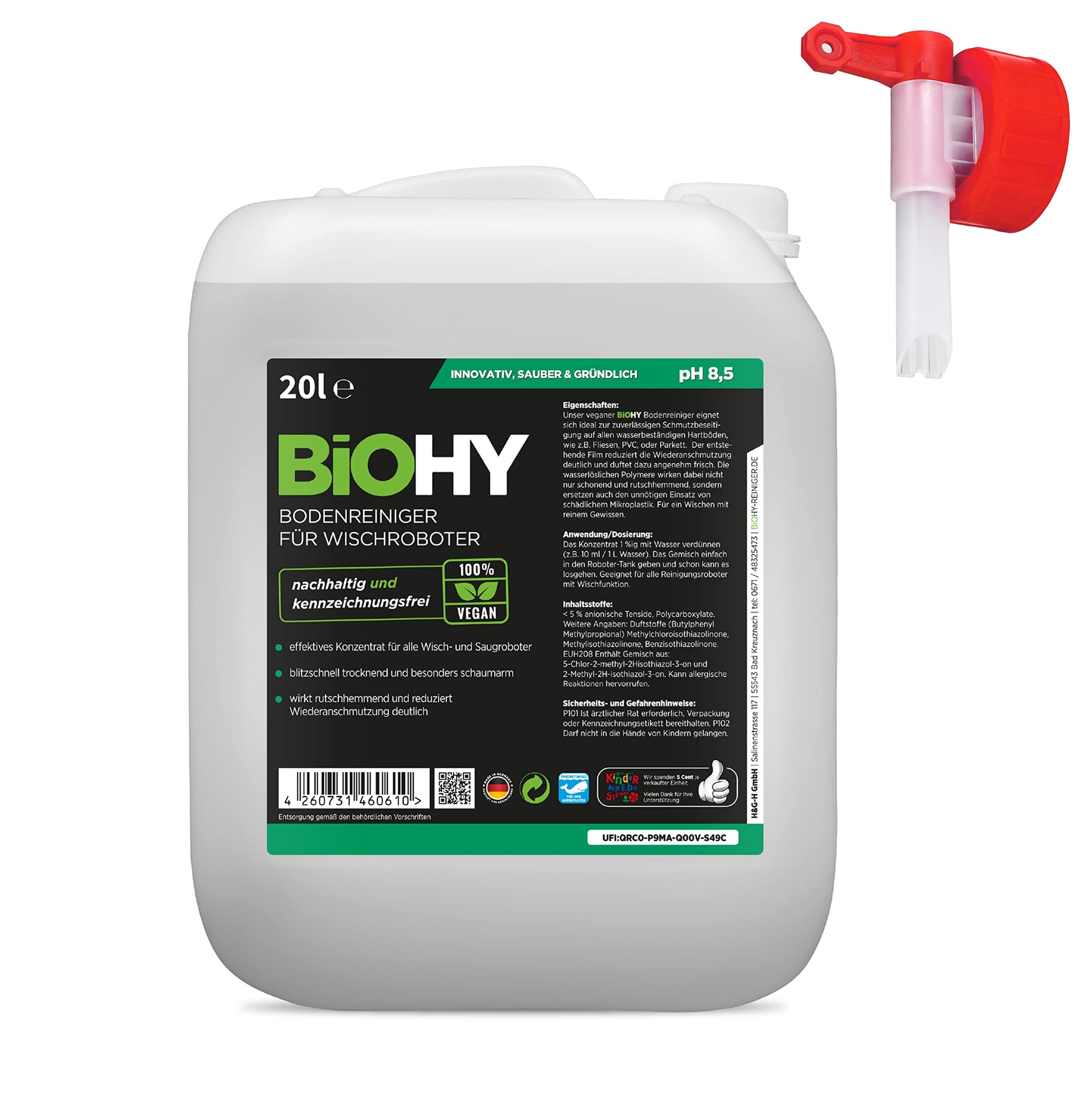 BiOHY Limpiador pisos para robots limpiadores (1 botella de 1 litro) | Concentrado para todos robot aspirador con función húmeda - sostenible y ecológico (Wischroboter)