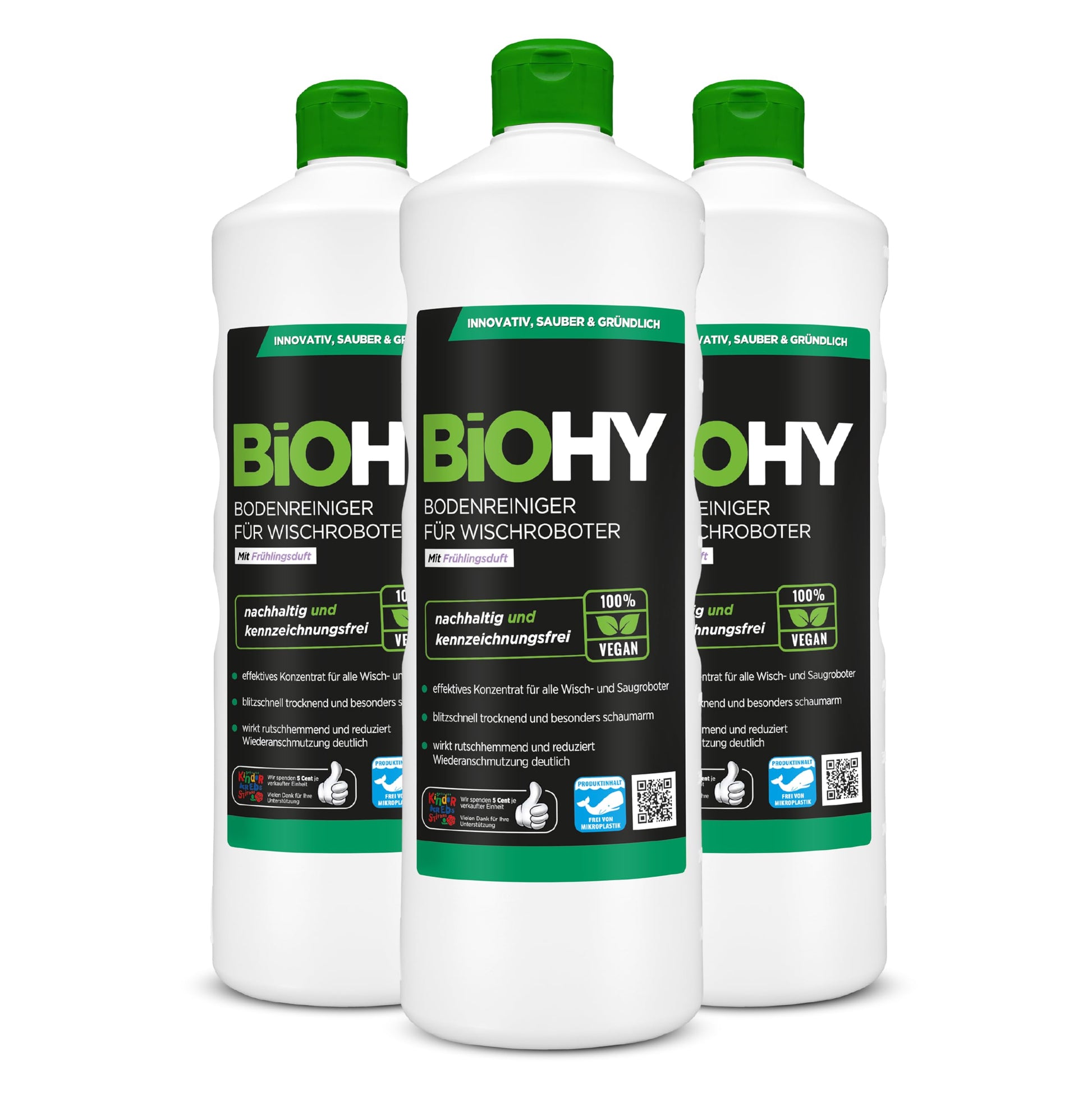 BiOHY Limpiador pisos para robots limpiadores (1 botella de 1 litro) | Concentrado para todos robot aspirador con función húmeda - sostenible y ecológico (Wischroboter)