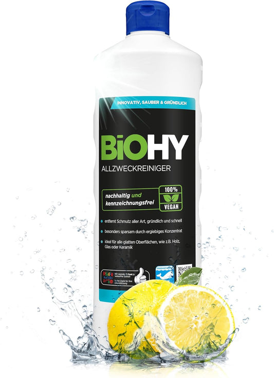BiOHY Allesreiniger (1 Liter Fles) | Zachte professional - universele reiniger voor huishouden en auto | volledig biologisch afbreekbaar (Allzweckreiniger)