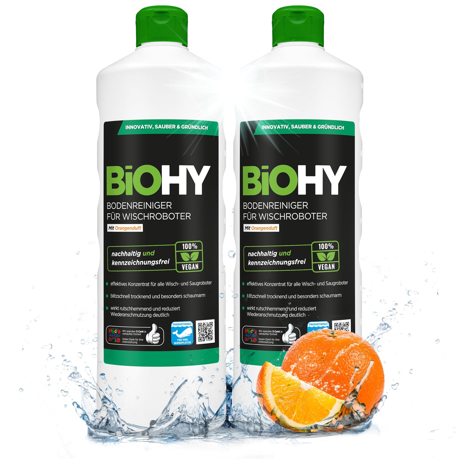 BiOHY Limpiador pisos para robots limpiadores (1 botella de 1 litro) | Concentrado para todos robot aspirador con función húmeda - sostenible y ecológico (Wischroboter)