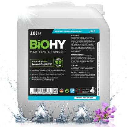 BiOHY Limpiacristales profesional (1 botella de 1 litro) | Limpiador concentrado de vidrios, para de ventanas | Limpieza optima de vidrios, ventanas y espejos (Fensterreiniger)