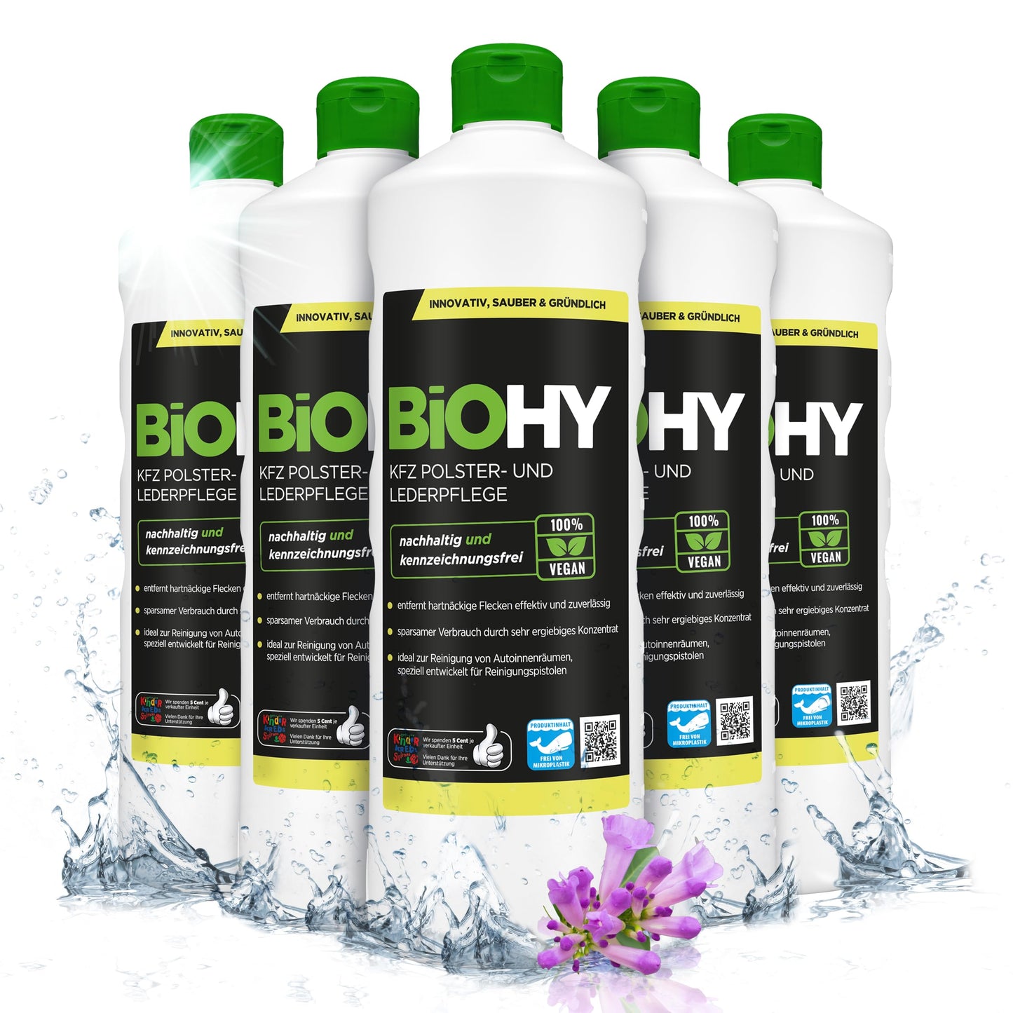 BiOHY Cuidado de tapicería y piel para coche (1 botella de 1 litro) | limpia todo el interior del coche | Quitamanchas para asientos de coche | deja un olor agradable (KFZ Polster)