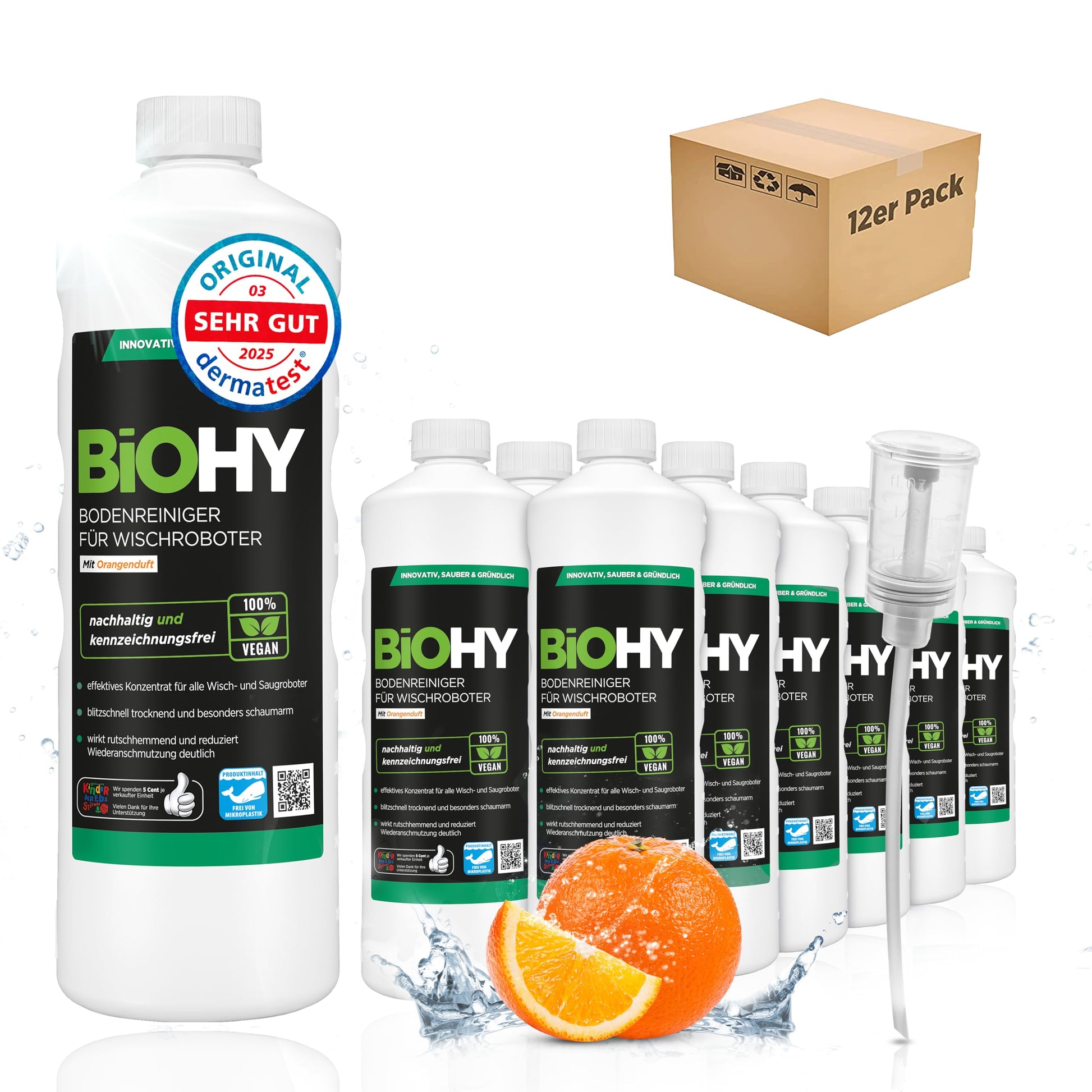 BiOHY Limpiador pisos para robots limpiadores (1 botella de 1 litro) | Concentrado para todos robot aspirador con función húmeda - sostenible y ecológico (Wischroboter)