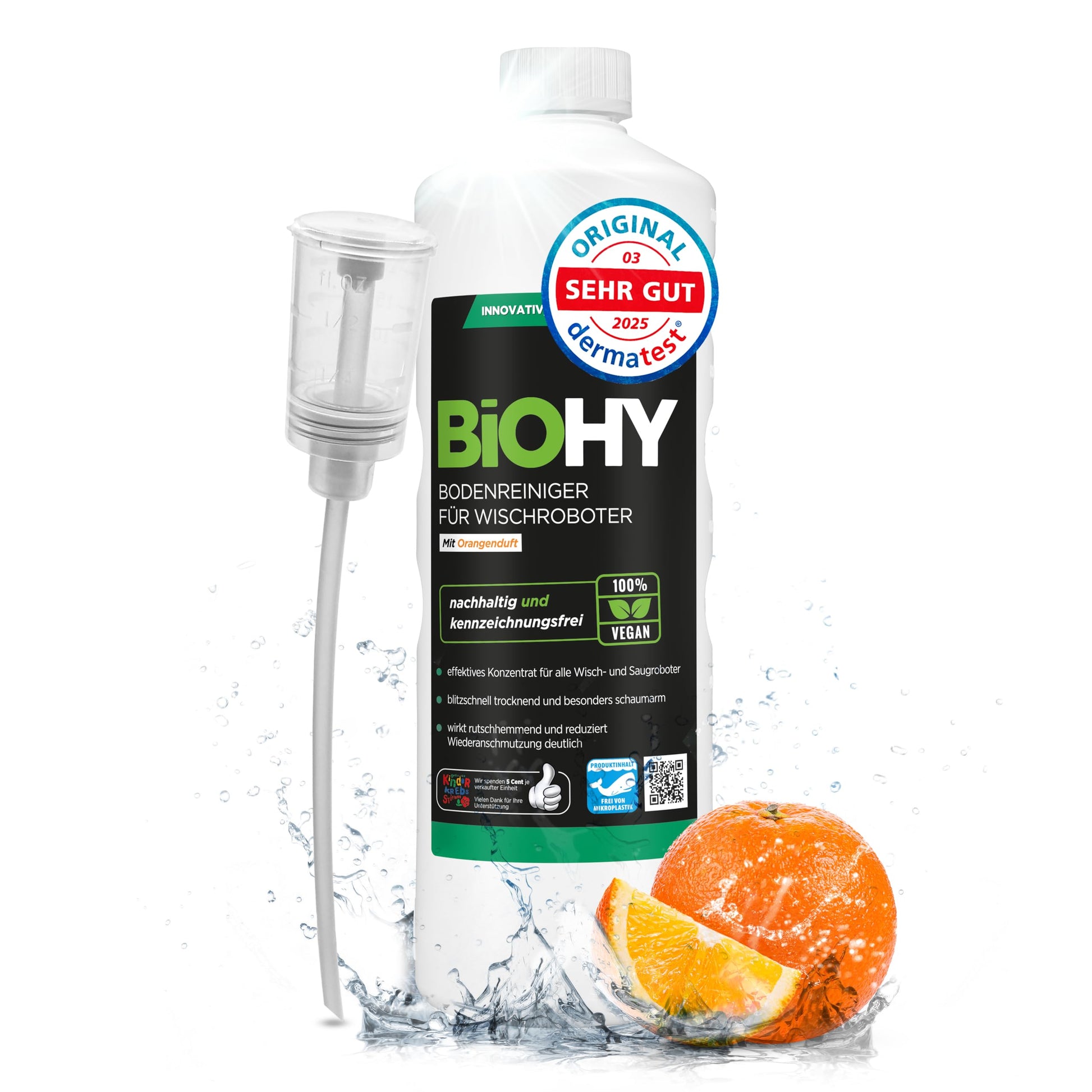 BiOHY Limpiador pisos para robots limpiadores (1 botella de 1 litro) | Concentrado para todos robot aspirador con función húmeda - sostenible y ecológico (Wischroboter)