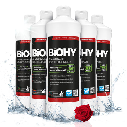 BiOHY Limpiador de vitrocerámica (1 botella de 1 litro) | Cocina radiantemente limpia, para electrodomésticos - brillo sin rayas (Kochfeldreiniger)