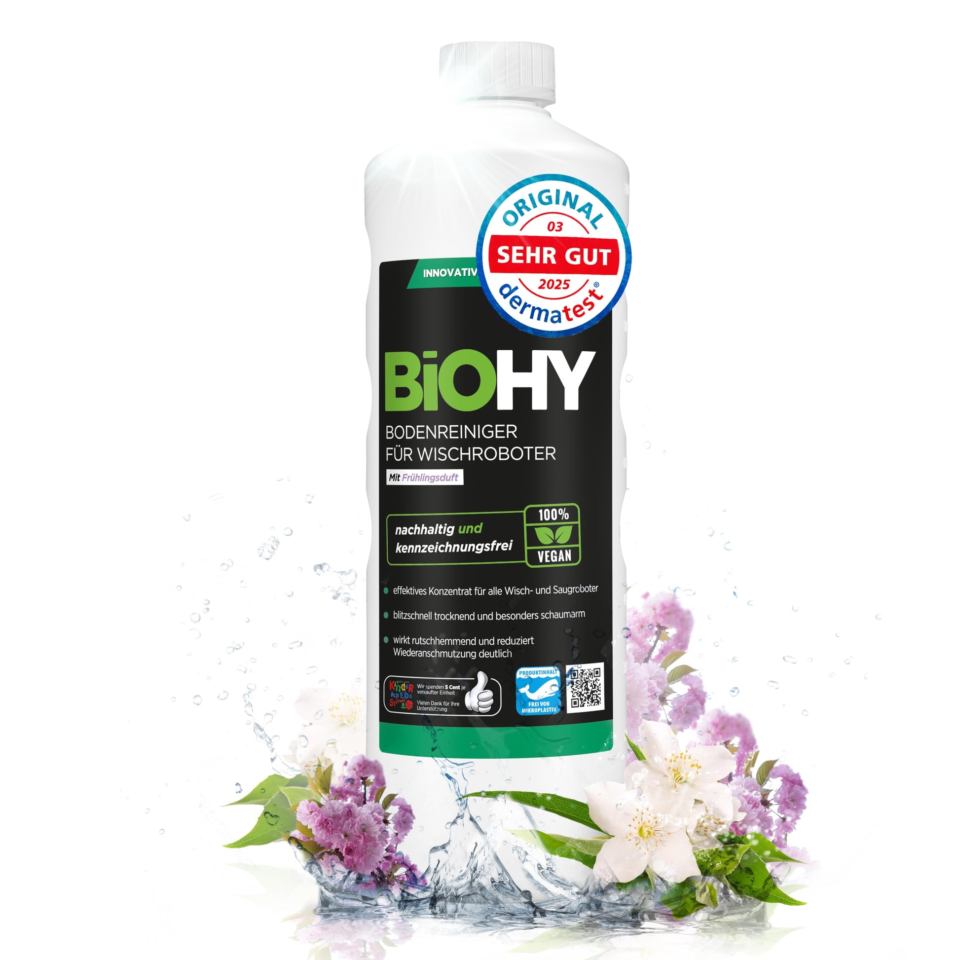 BiOHY Limpiador pisos para robots limpiadores (1 botella de 1 litro) | Concentrado para todos robot aspirador con función húmeda - sostenible y ecológico (Wischroboter)