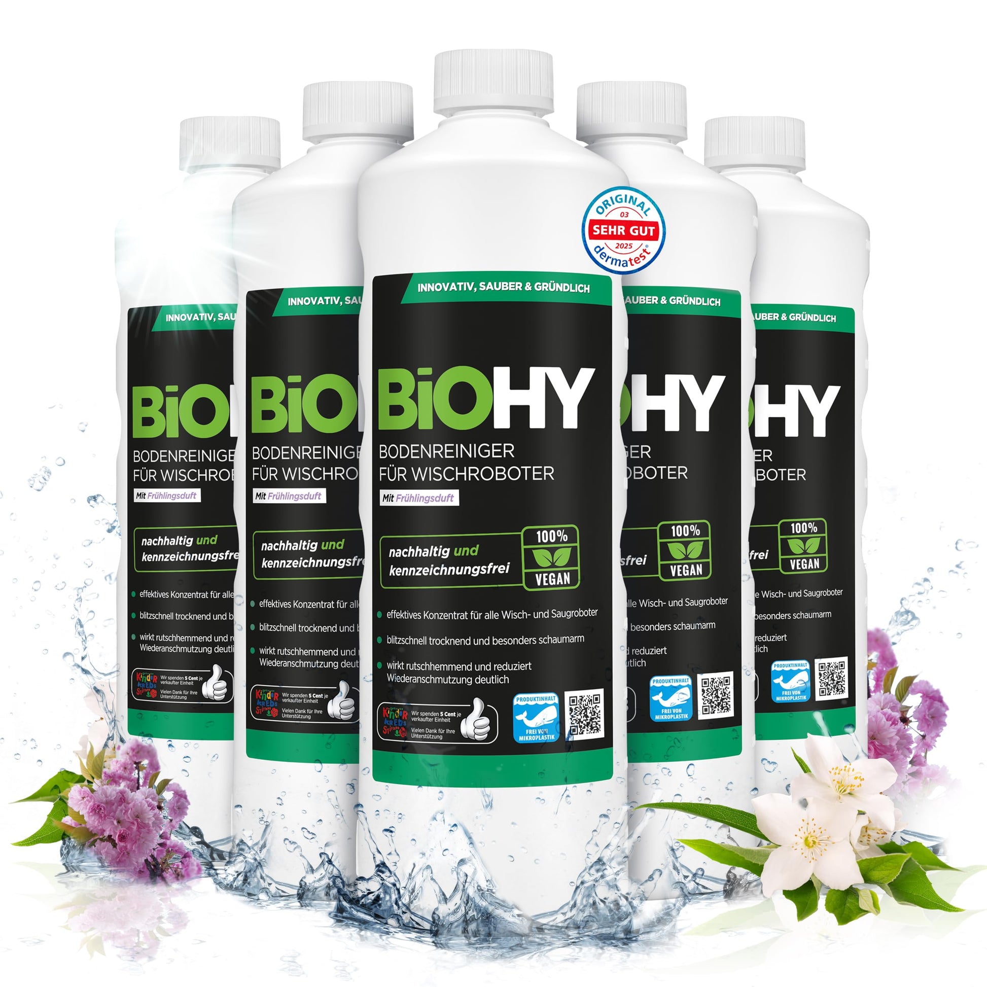 BiOHY Limpiador pisos para robots limpiadores (1 botella de 1 litro) | Concentrado para todos robot aspirador con función húmeda - sostenible y ecológico (Wischroboter)