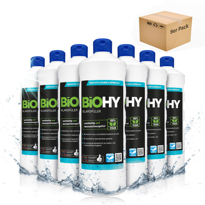 BiOHY Abrillantador (1 botella de 1 litro) | Apto para todos los lavavajillas | para un brillo inmejorable en los vasos y platos sin manchas de agua (Klarspüler)