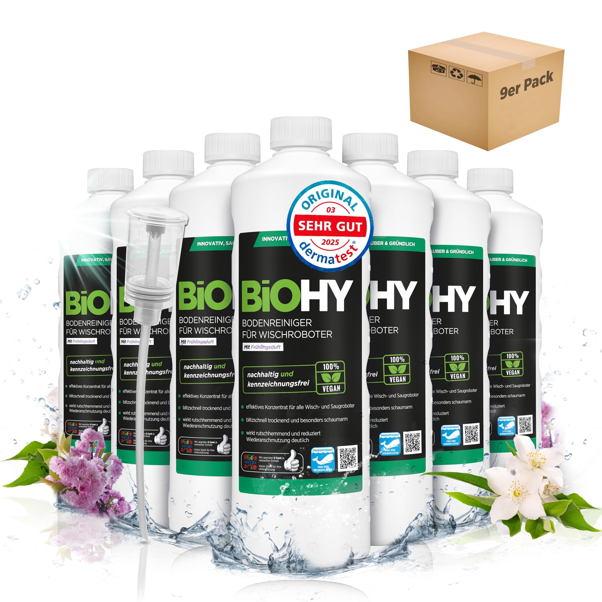 BiOHY Limpiador pisos para robots limpiadores (1 botella de 1 litro) | Concentrado para todos robot aspirador con función húmeda - sostenible y ecológico (Wischroboter)