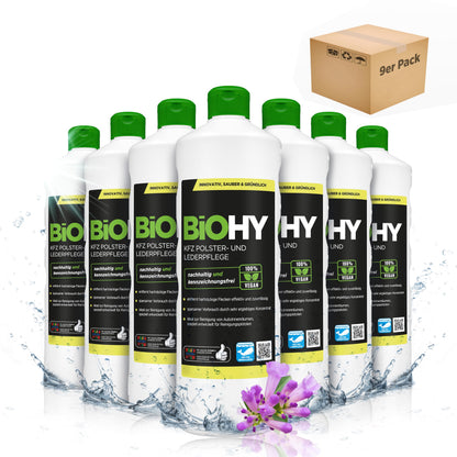 BiOHY Cuidado de tapicería y piel para coche (1 botella de 1 litro) | limpia todo el interior del coche | Quitamanchas para asientos de coche | deja un olor agradable (KFZ Polster)