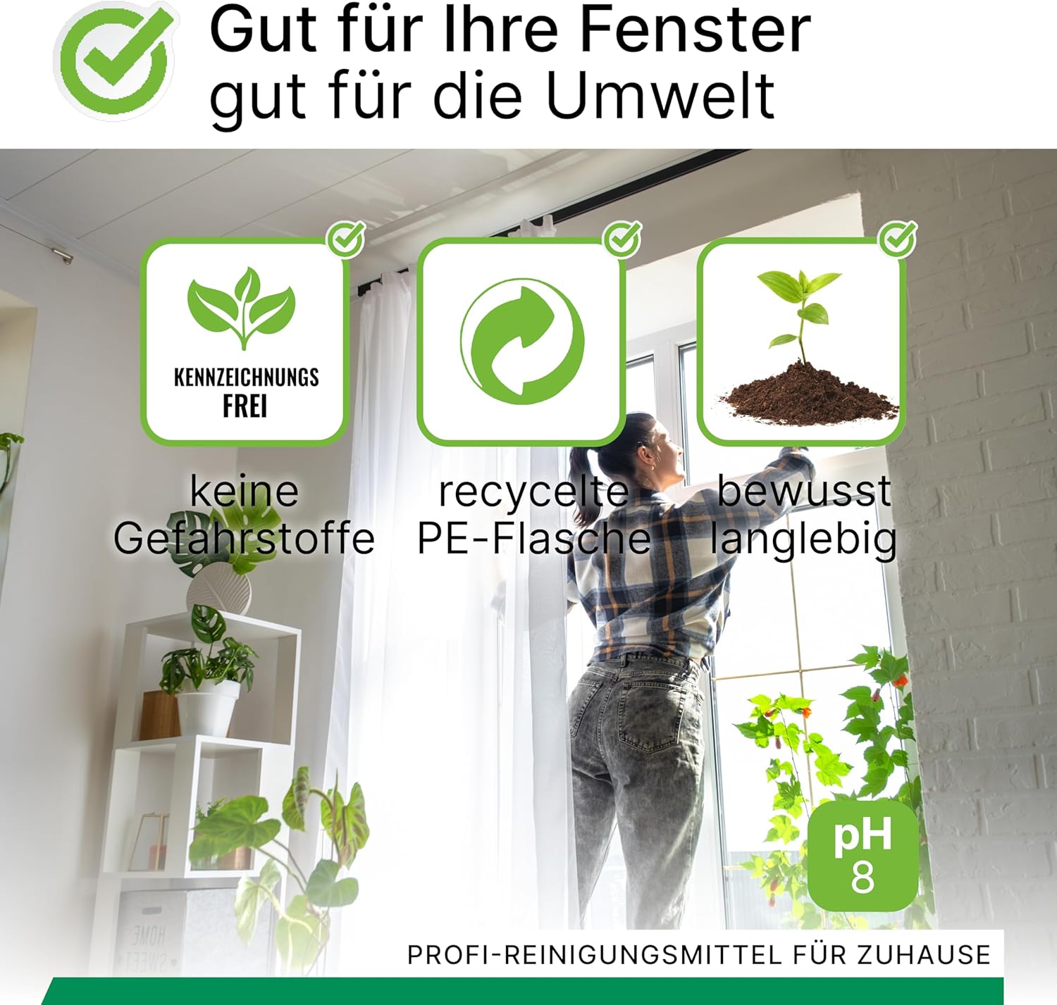 BiOHY Limpiacristales profesional (1 botella de 1 litro) | Limpiador concentrado de vidrios, para de ventanas | Limpieza optima de vidrios, ventanas y espejos (Fensterreiniger)