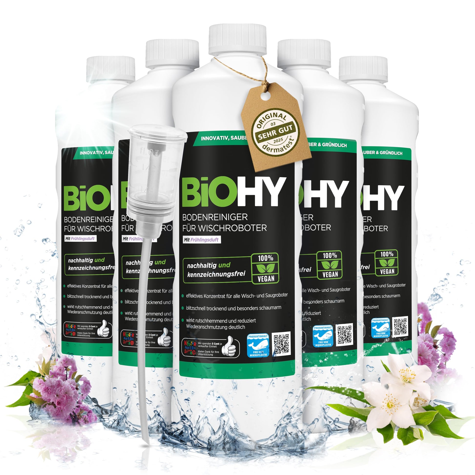 BiOHY Limpiador pisos para robots limpiadores (1 botella de 1 litro) | Concentrado para todos robot aspirador con función húmeda - sostenible y ecológico (Wischroboter)