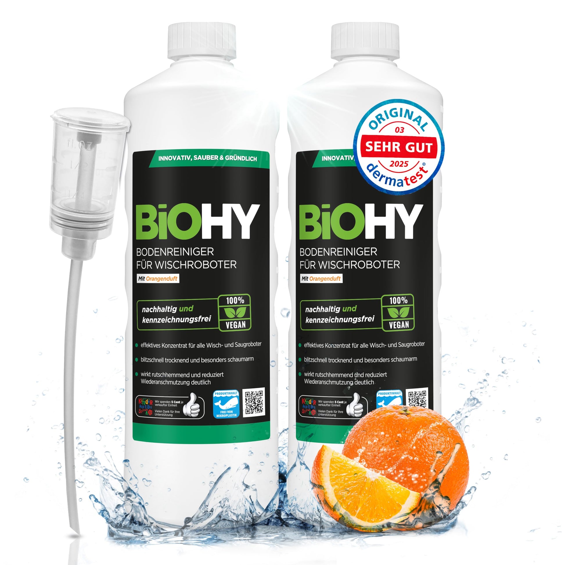 BiOHY Limpiador pisos para robots limpiadores (1 botella de 1 litro) | Concentrado para todos robot aspirador con función húmeda - sostenible y ecológico (Wischroboter)