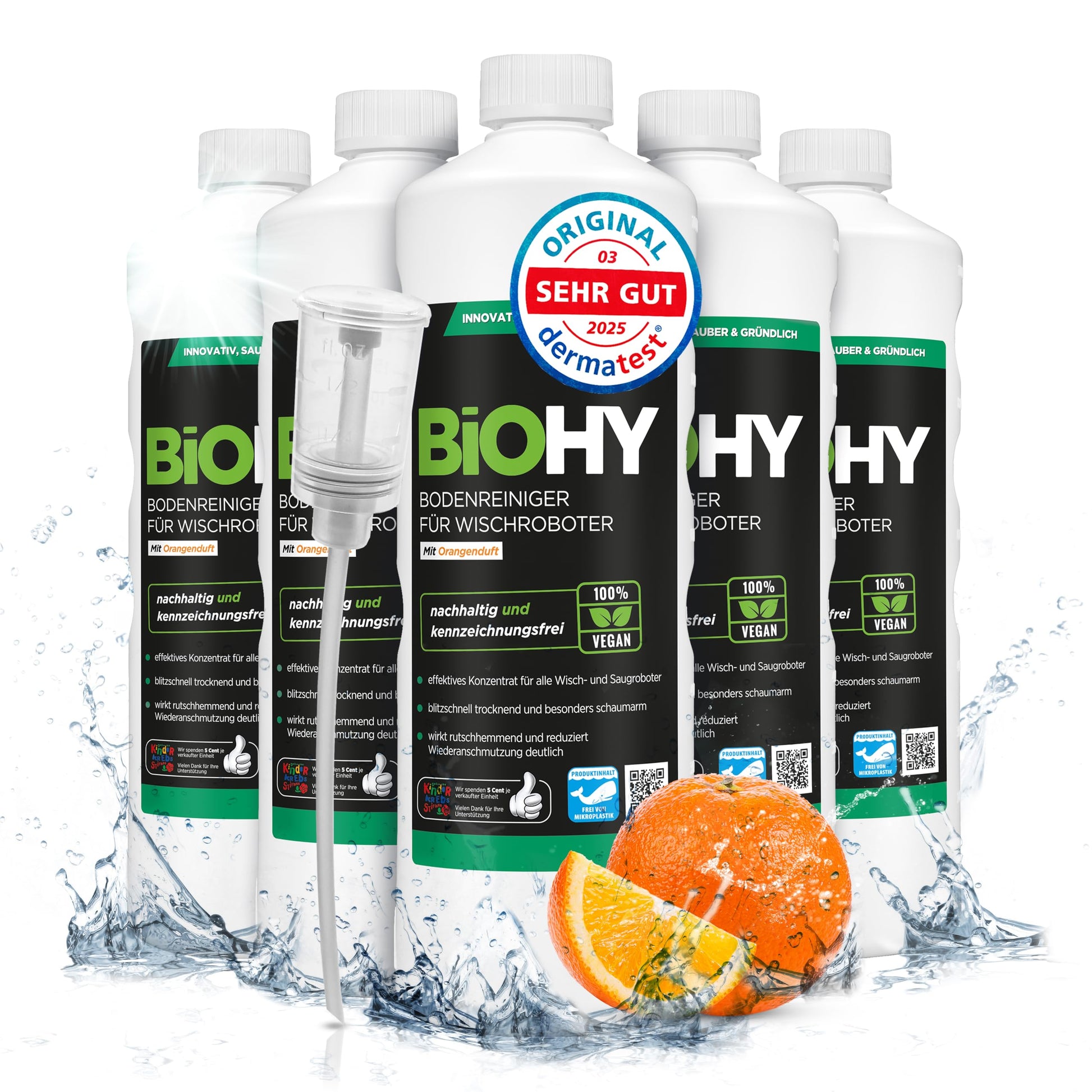 BiOHY Limpiador pisos para robots limpiadores (1 botella de 1 litro) | Concentrado para todos robot aspirador con función húmeda - sostenible y ecológico (Wischroboter)