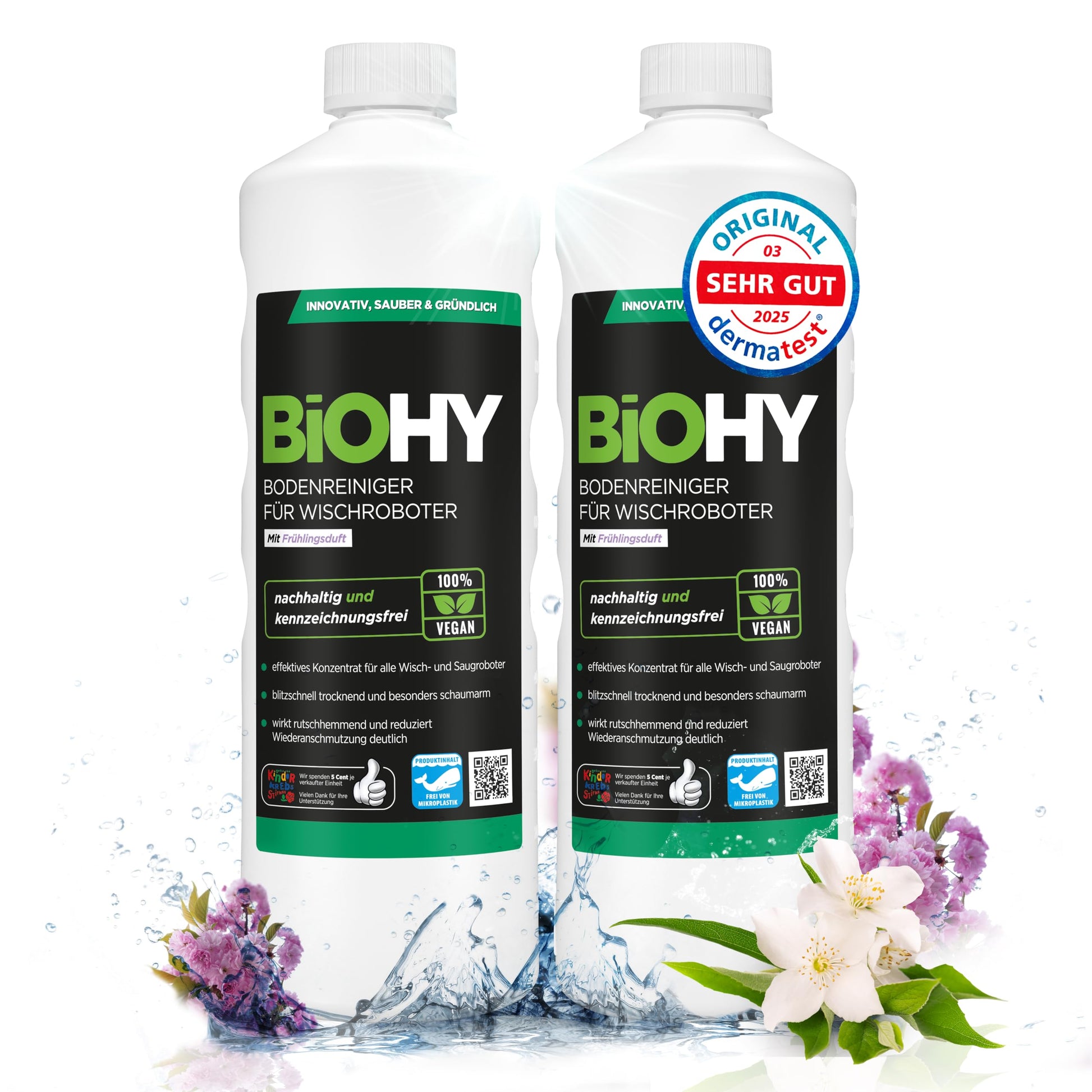 BiOHY Limpiador pisos para robots limpiadores (1 botella de 1 litro) | Concentrado para todos robot aspirador con función húmeda - sostenible y ecológico (Wischroboter)