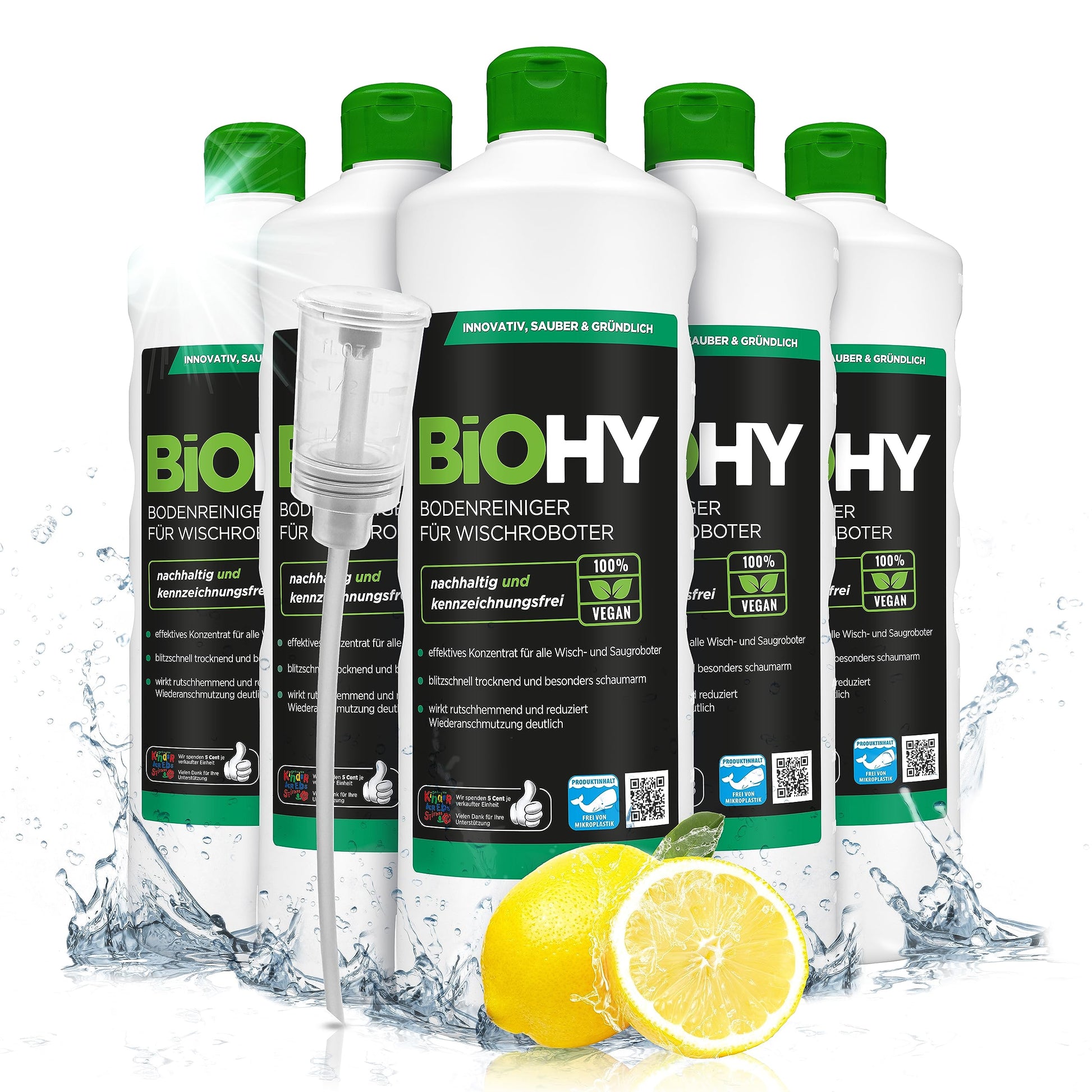 BiOHY Limpiador pisos para robots limpiadores (1 botella de 1 litro) | Concentrado para todos robot aspirador con función húmeda - sostenible y ecológico (Wischroboter)